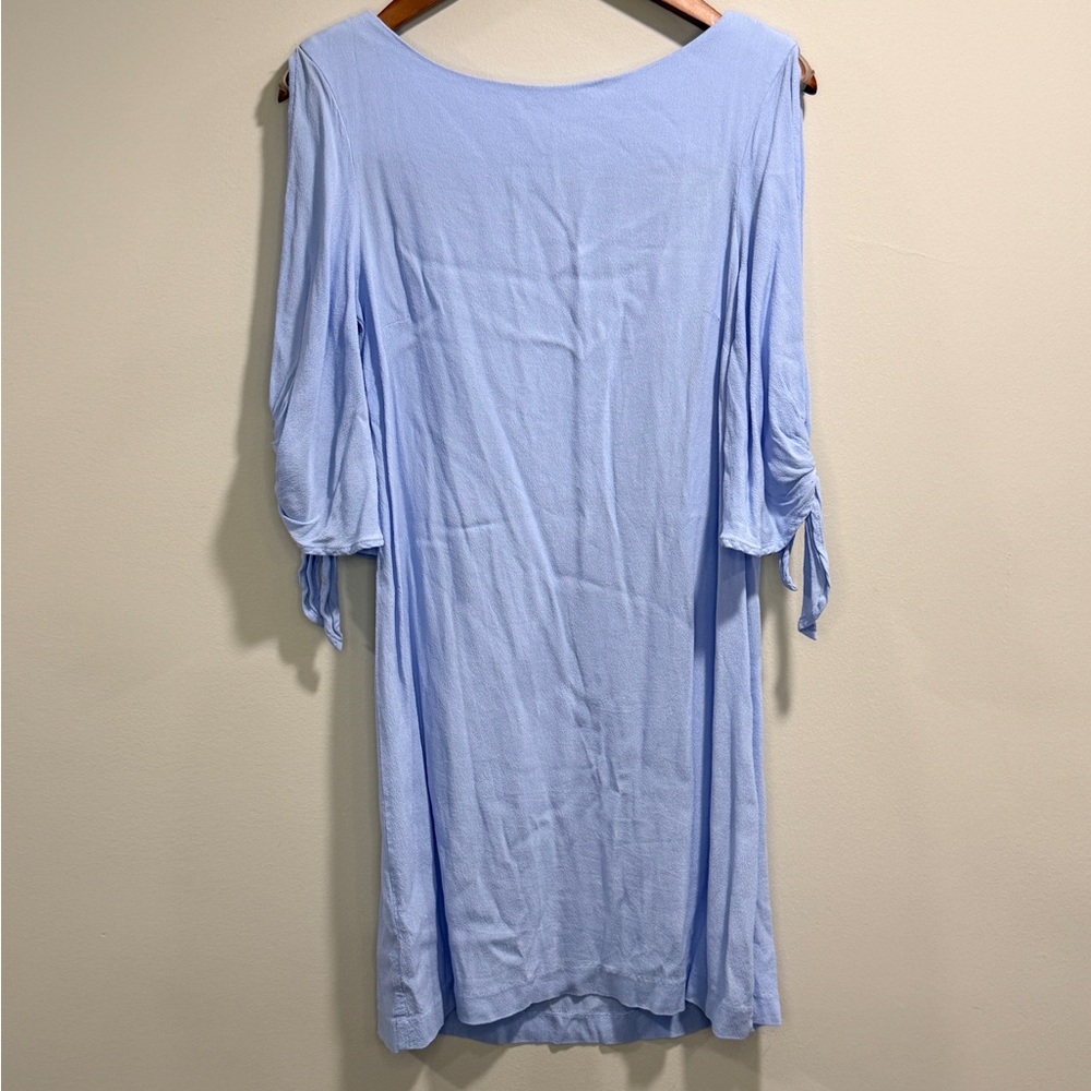 H&M Women's Light Blue Shift Mini Dress with Tie Sleeves Size 8